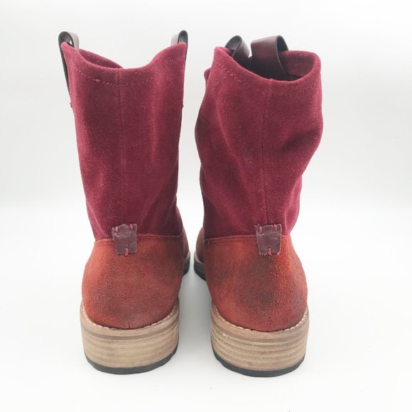 MATT BERNSON Cassidy Western Rustic Burgundy Suede Ankle Boots Womens 9.5 - Picture 5 of 13